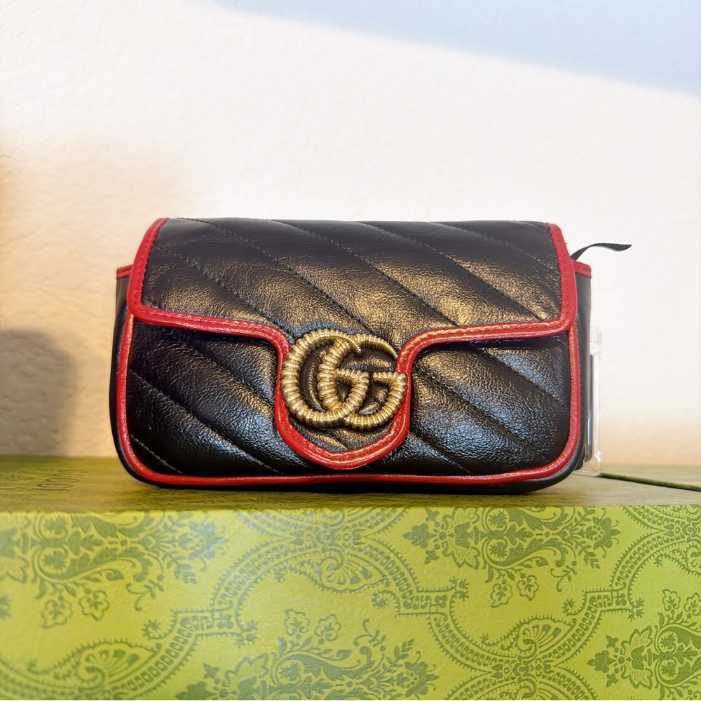 Black and Red Quilted Crossbody Bag marmont mini